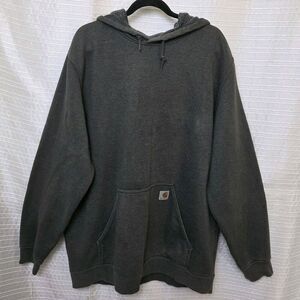 Carhartt Work Hoodie Mens XLT Loose Fit Mid-Heavyweight Logo On Sleeve Charcoal